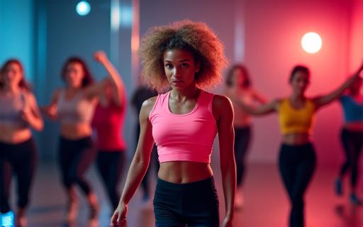 A diverse group of people participating in a fitness class.